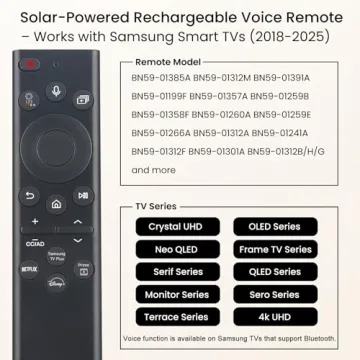 Eco-Friendly Samsung Remote, Solar & USB Charging, Voice Search