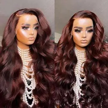 Nadula 12A Reddish Brown 13x4 Lace Front Body Wave Wig Human Hair for Women 180% Density, Brazilian Wavy Human Hair Wigs Pre Plucked with Baby Hair Auburn Copper Red 33# Color 24inch