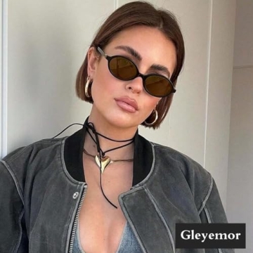 Gleyemor Retro Oval Sunglasses Stylish UV400 Protection