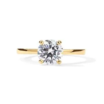 PAVOI 14K Gold Plated 1.5 CT Moissanite Engagement Ring