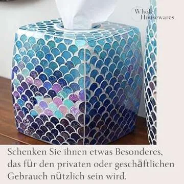 Whole HOUSEWARES Bathroom Accessory Set - 5-Piece Decorative Glass Bathroom Accessories Set with Mosaic Glass Finish - Bath Room Set Includes Soap Dispenser, Tray, Jar, Toothbrush Holder - Blue