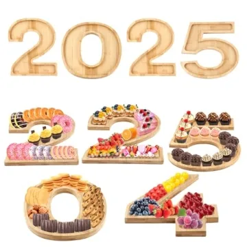 Demine 2025 Charcuterie Board Numbers - 5PCS Fillable Wooden Trays for Event Decor