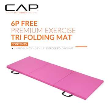 CAP Barbell All Purpose Folding Anti Tear Exercise Training Aerobic Fitness Gym & Gymnastics Balance Mat. 72"L x 24"W x 1.5"Thick. PINK