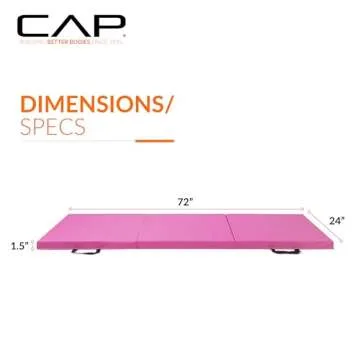 CAP Barbell All Purpose Folding Anti Tear Exercise Training Aerobic Fitness Gym & Gymnastics Balance Mat. 72"L x 24"W x 1.5"Thick. PINK