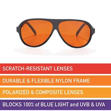 BluBlocker, Black Original Aviator Sunglasses with Polarized, Scratch Resistant Lens | Blocks 100% of Blue Light and UVA & UVB Rays | Retro | Gender Neutral| 0406K | Blue Light Glasses | Sunglasses