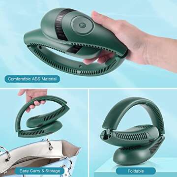 NAOIY Foldable Neck Fan, 5000mAh Portable Neck Fan Wearable Hands Free Leafless Fan Silent Bladeless 360° Cooling Hanging (White)