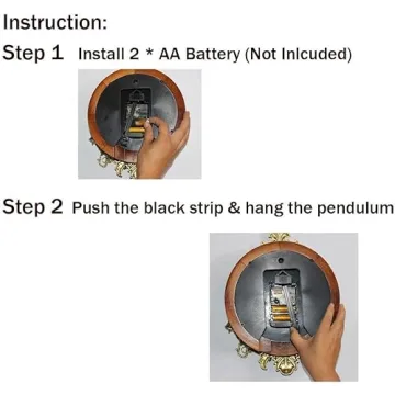 Vintage Wood Wall Clock with Swinging Pendulum - 9 Inch