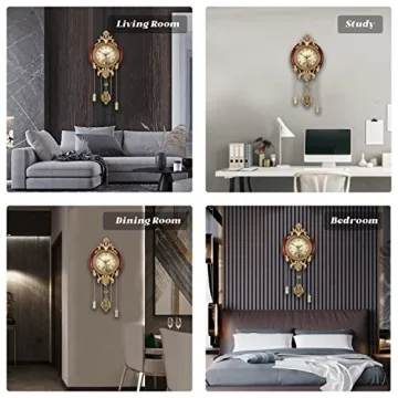 Vintage Wood Wall Clock with Swinging Pendulum - 9 Inch