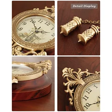 Vintage Wood Wall Clock with Swinging Pendulum - 9 Inch