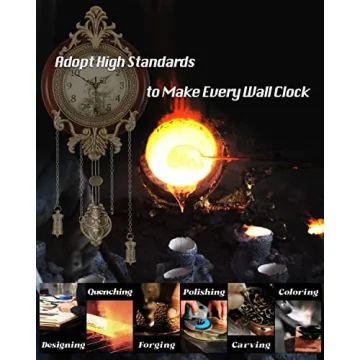 Vintage Wood Wall Clock with Swinging Pendulum - 9 Inch