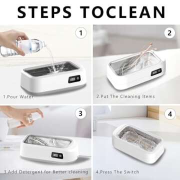Ultrasonic Jewelry Cleaner, 49kHz Jewelry Cleaner Ultrasonic Machine with LED Display, 21.64 Oz (640ML) Portable Ultrasonic Cleaner for Glasses, Ring, Watch Band, Retainer, Dentures, Coin, Silver