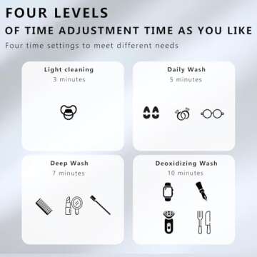 Ultrasonic Jewelry Cleaner, 49kHz Jewelry Cleaner Ultrasonic Machine with LED Display, 21.64 Oz (640ML) Portable Ultrasonic Cleaner for Glasses, Ring, Watch Band, Retainer, Dentures, Coin, Silver