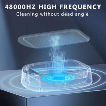 Ultrasonic Jewelry Cleaner, 49kHz Jewelry Cleaner Ultrasonic Machine with LED Display, 21.64 Oz (640ML) Portable Ultrasonic Cleaner for Glasses, Ring, Watch Band, Retainer, Dentures, Coin, Silver