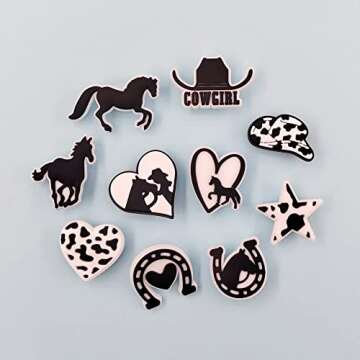 JXMADUK 30 Pack Hippie Shoe Decorations Charms for Clog Accessories Pins for Girls Teens Women Boho Pink Flowers Peace Butterfly Horse Cowgirl Shoe Charms Party Favors