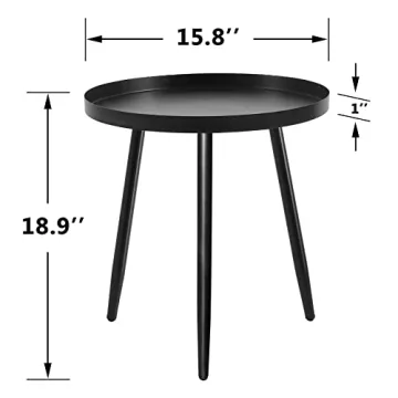 CADANI Round Side Table - Stylish Metal Accent for Small Spaces