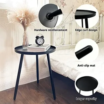 CADANI Round Side Table - Stylish Metal Accent for Small Spaces