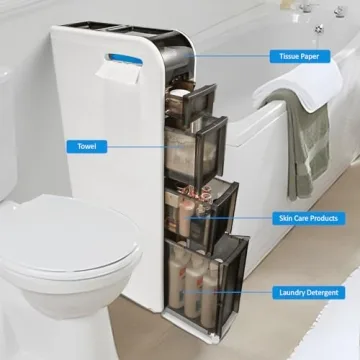 BAISRGS 4-Tier Narrow Bathroom Floor Cabinet for Optimal Space