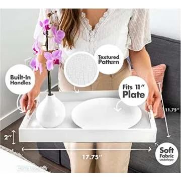 Stylish 18"x12" Faux Leather Serving Tray with Handles