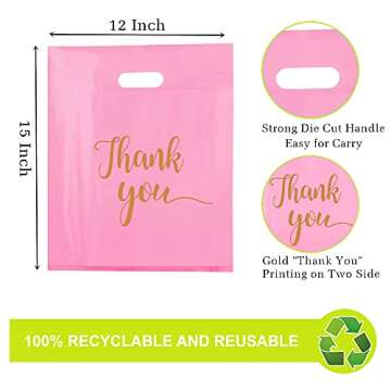 MUKOSEL 100Pcs Thank You Merchandise Bags, Extra Thick 2.36Mil 12x15In Retail Shopping Bags for Good...