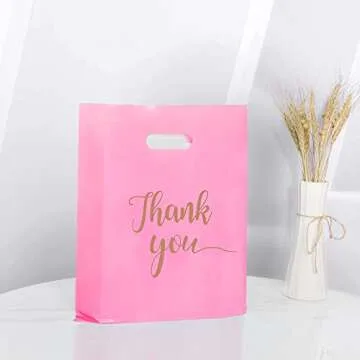 MUKOSEL 100Pcs Pink Thank You Merchandise Bags