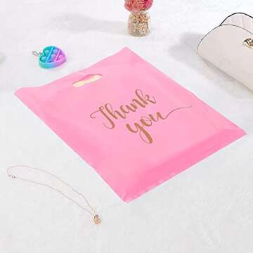 MUKOSEL 100Pcs Pink Thank You Merchandise Bags