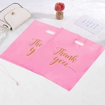 MUKOSEL 100Pcs Pink Thank You Merchandise Bags