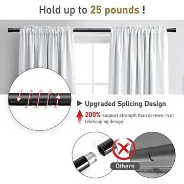 Stylish Black Curtain Rods for 28-48 Inch Windows - Durable Design