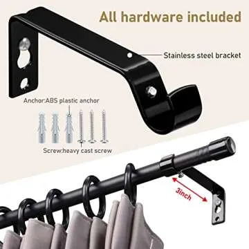 Stylish Black Curtain Rods for 28-48 Inch Windows - Durable Design