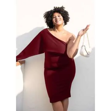 GOBLES One Shoulder Ruffle Midi Dress in Burgundy