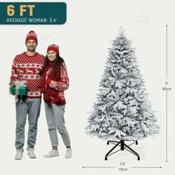 YITAHOME 6 FT Pre-Lit Snow Flocked Christmas Tree, Artificial Hinged Canaan Fir Christmas Tree with 1225 PE & PVC Mixed Branch Tips, 260 Color-Changeable Lights for Home Office Holiday Decor