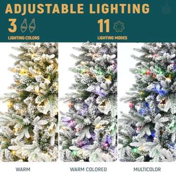 YITAHOME 6 FT Pre-Lit Snow Flocked Christmas Tree, Artificial Hinged Canaan Fir Christmas Tree with 1225 PE & PVC Mixed Branch Tips, 260 Color-Changeable Lights for Home Office Holiday Decor