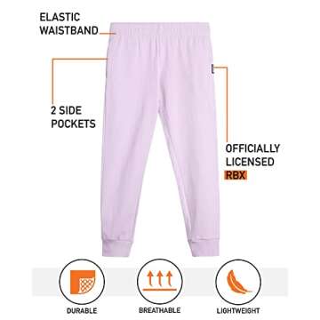 RBX Girls' Sweatpants - 4 Pack Active Fleece Jogger Pants (Size: 4-16), Size 14-16, Grey Multi/Lavender Black