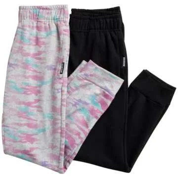RBX Girls' Sweatpants - 4 Pack Active Fleece Jogger Pants (Size: 4-16), Size 14-16, Grey Multi/Lavender Black