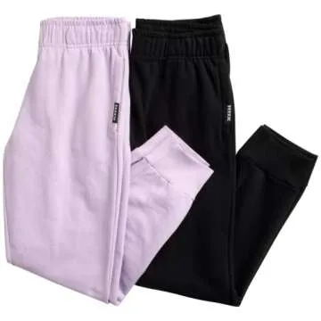 RBX Girls' Sweatpants - 4 Pack Active Fleece Jogger Pants (Size: 4-16), Size 14-16, Grey Multi/Lavender Black