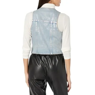 Stylish [BLANKNYC] Women's Coated Denim Vest in Silver Star