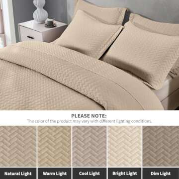 Maple&Stone Summer Quilt Set, Lightweight Bedspread Ultrasonic Chevron Pattern Light Coverlet for All Season Comforter Bedding Decor - Bed Cover Sets