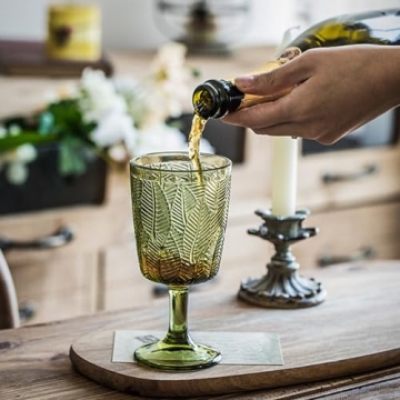 Taganov Green Drinking Glasses Set of 6 - Elegant, Unique, Versatile