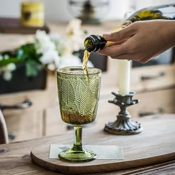 Taganov Green Drinking Glasses Set of 6 - Elegant, Unique, Versatile