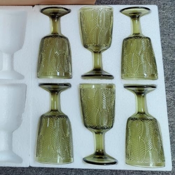 Taganov Green Drinking Glasses Set of 6 - Elegant, Unique, Versatile