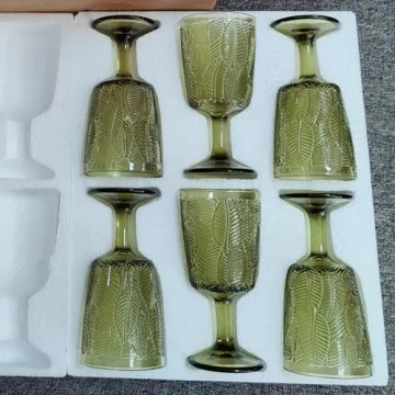 Taganov Green Drinking Glasses Set of 6 - Elegant, Unique, Versatile