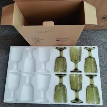 Taganov Green Drinking Glasses Set of 6 - Elegant, Unique, Versatile