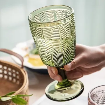 Taganov Green Drinking Glasses Set of 6 - Elegant, Unique, Versatile