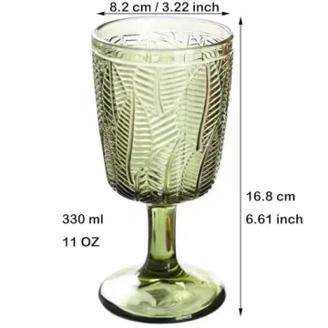 Taganov Green Drinking Glasses Set of 6 - Elegant, Unique, Versatile