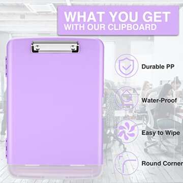 Sooez Clipboards with Storage, High Capacity Clip Boards 8.5x11 with Storage, Heavy Duty Nursing Clipboard Folder, Plastic Clipboard with Pen Holder for Women Teachers Work, School & Office Supplies