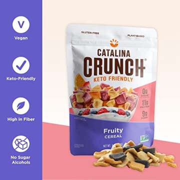 Catalina Crunch Fruity Cereal | Low Carb, Sugar Free, Gluten Free | Vegan, Plant Based Protein | Breakfast Protein Cereals | Keto Friendly Food