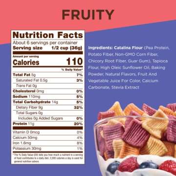 Catalina Crunch Fruity Cereal | Low Carb, Sugar Free, Gluten Free | Vegan, Plant Based Protein | Breakfast Protein Cereals | Keto Friendly Food
