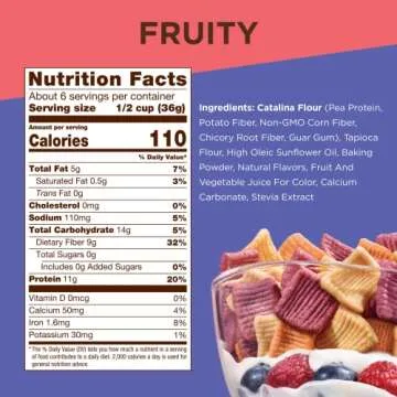 Catalina Crunch Fruity Cereal | Low Carb, Sugar Free, Gluten Free | Vegan, Plant Based Protein | Breakfast Protein Cereals | Keto Friendly Food