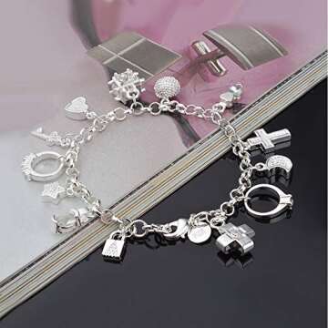 Aeora S925 Silver Thirteen Hanging Pieces Bracelet for Women - Elegant Gift for All Occasions