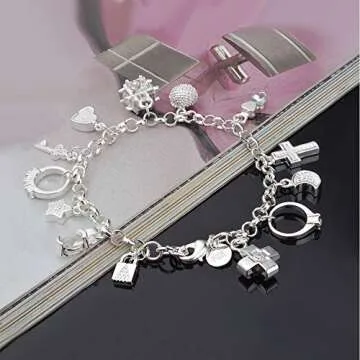 Aeora S925 Silver Thirteen Hanging Pieces Bracelet for Women - Elegant Gift for All Occasions