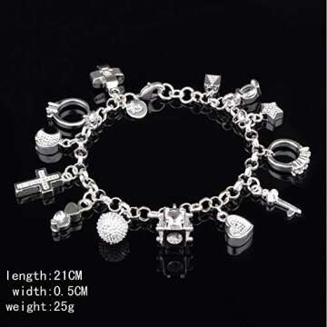 Aeora S925 Silver Thirteen Hanging Pieces Bracelet For Women